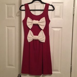 Maroon & White Bow Back Dress
